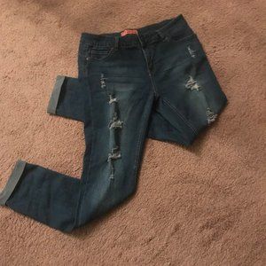 Distressed Blue Jeans